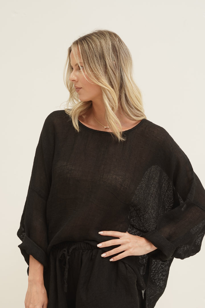 Valentina Top Black Mesh