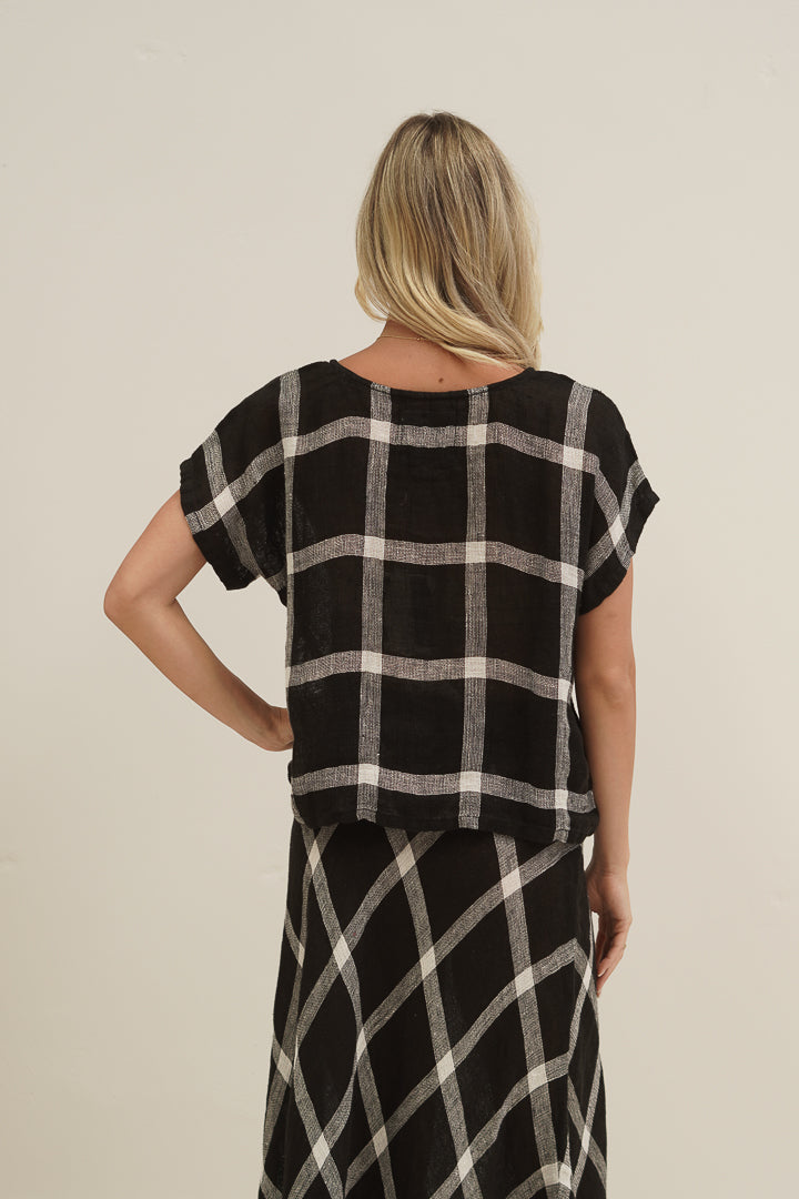 Carina Box Top Black & White Check