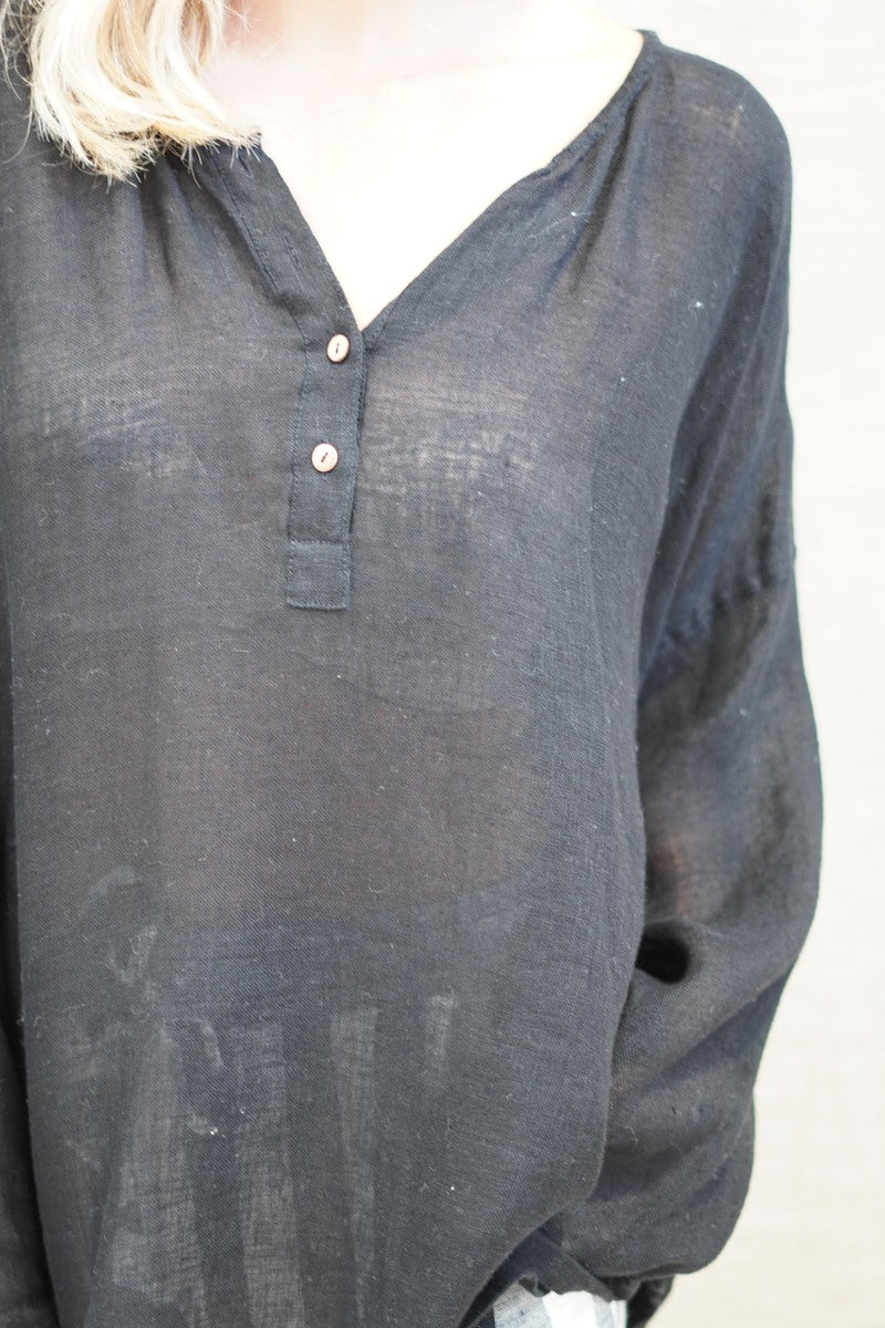 Cecilia Buttoned Top Black