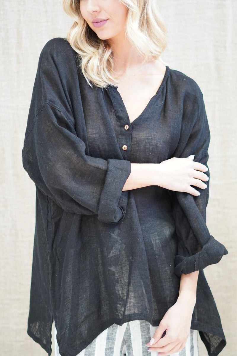 Cecilia Buttoned Top Black