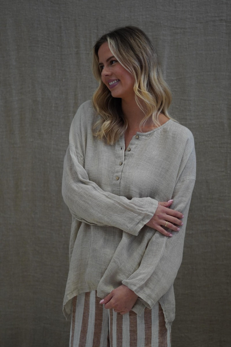Cecilia Buttoned Top Natural