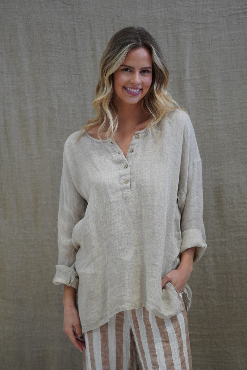 Cecilia Buttoned Top Natural