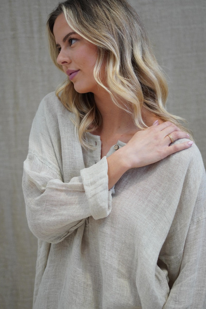 Cecilia Buttoned Top Natural