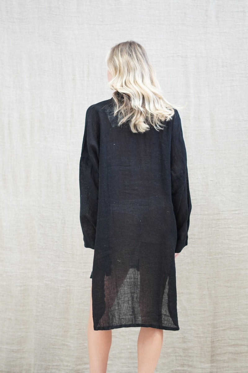 Giana Shirt Dress Black