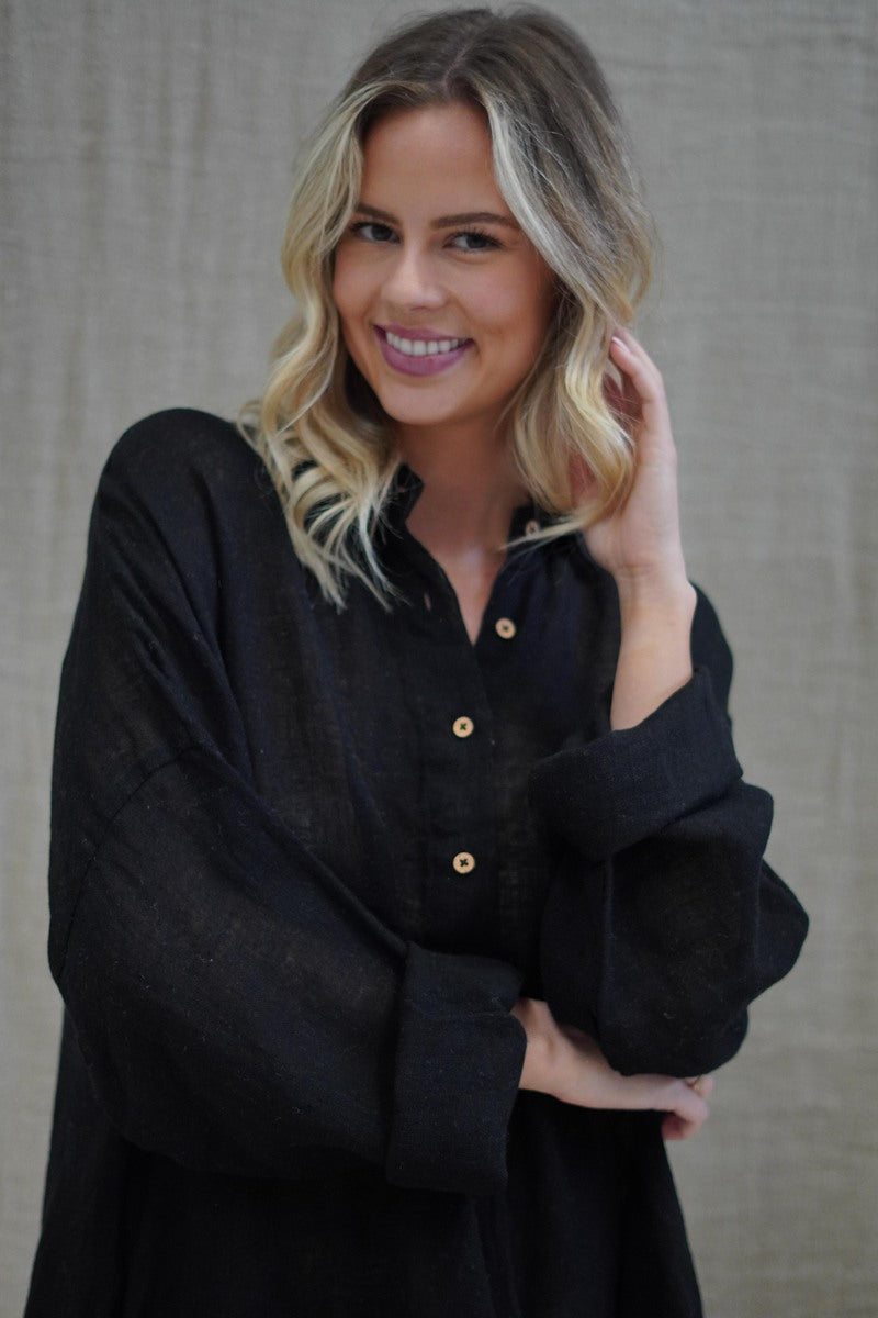 Giana Shirt Dress Black