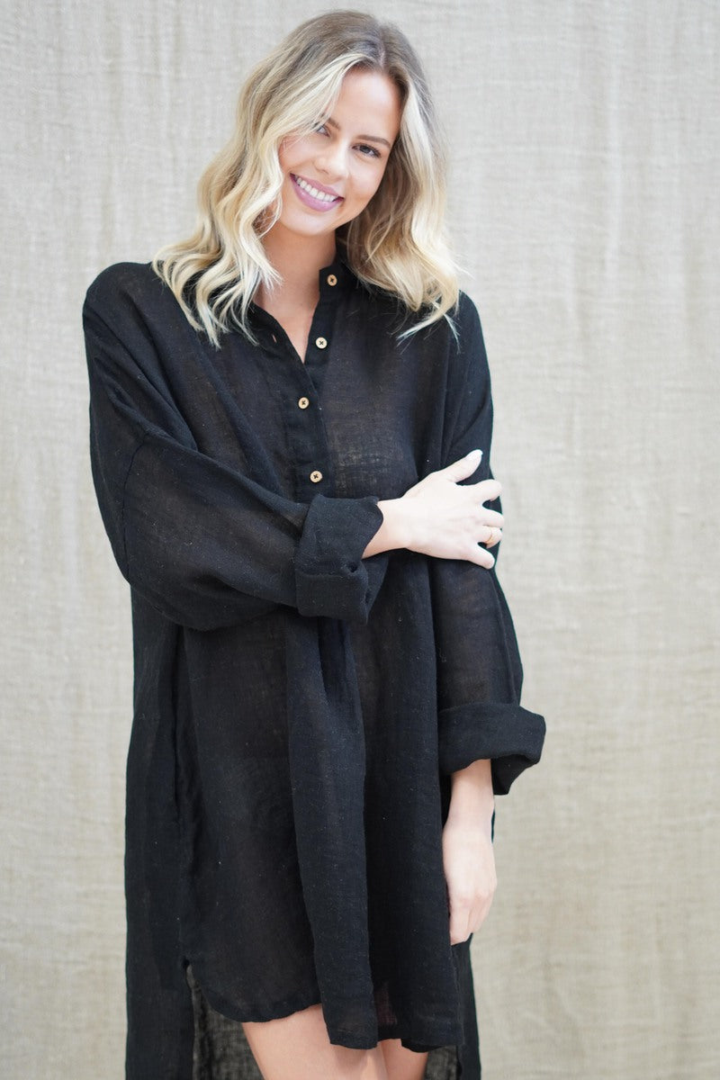 Giana Shirt Dress Black