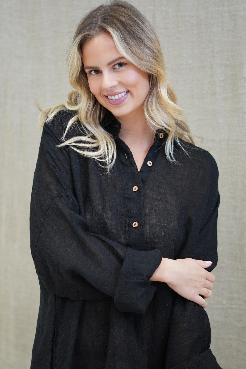 Giana Shirt Dress Black