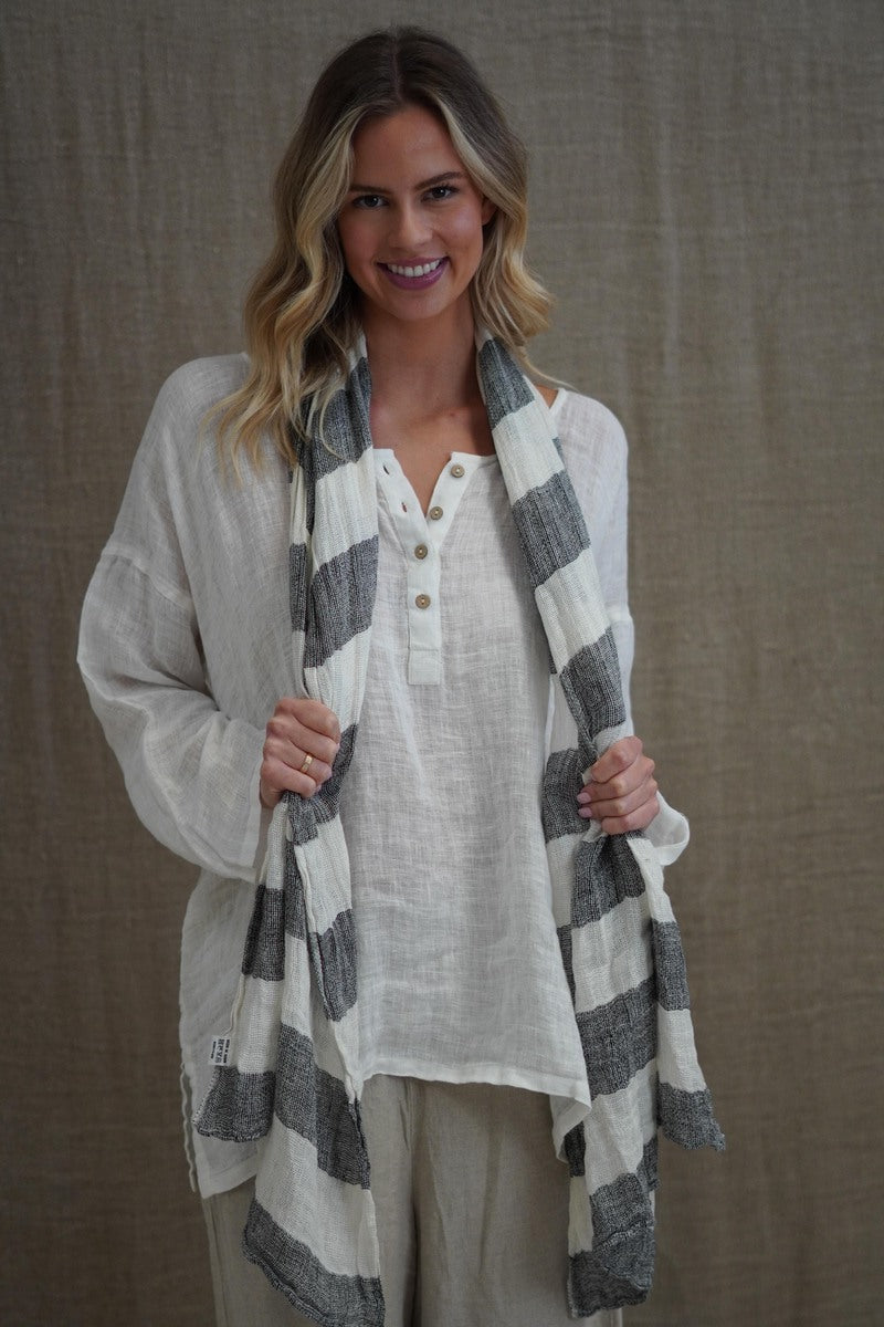 Kelly Scarf Black & White Stripe
