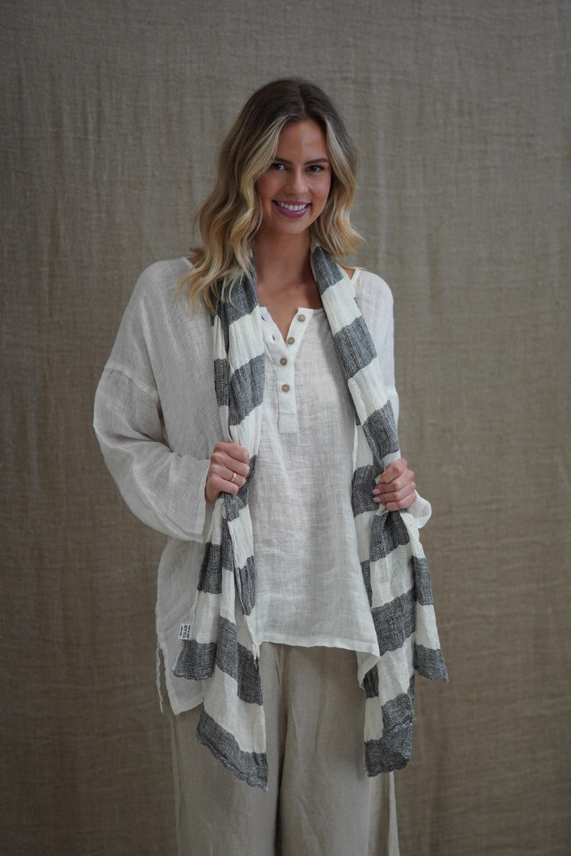 Kelly Scarf Black & White Stripe