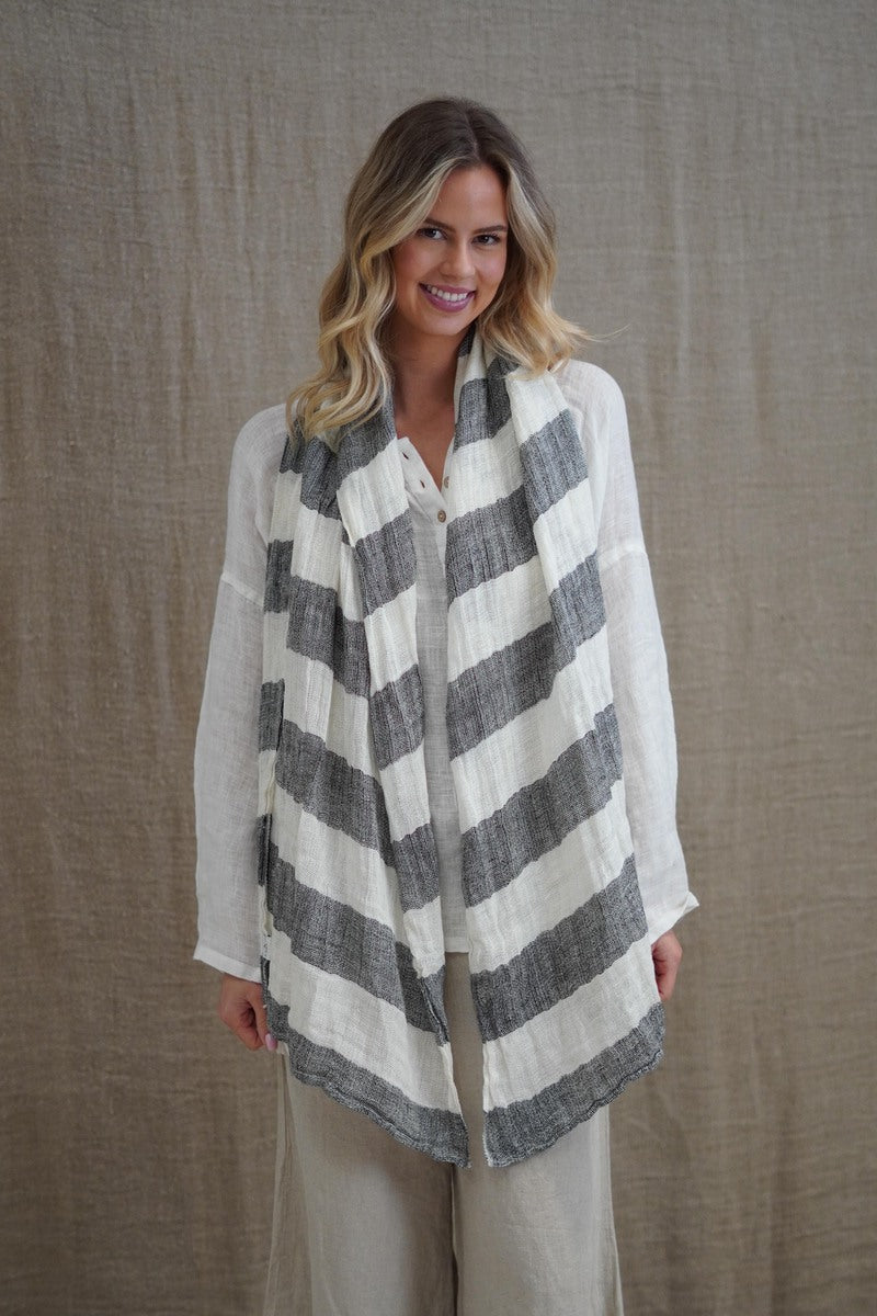 Kelly Scarf Black & White Stripe