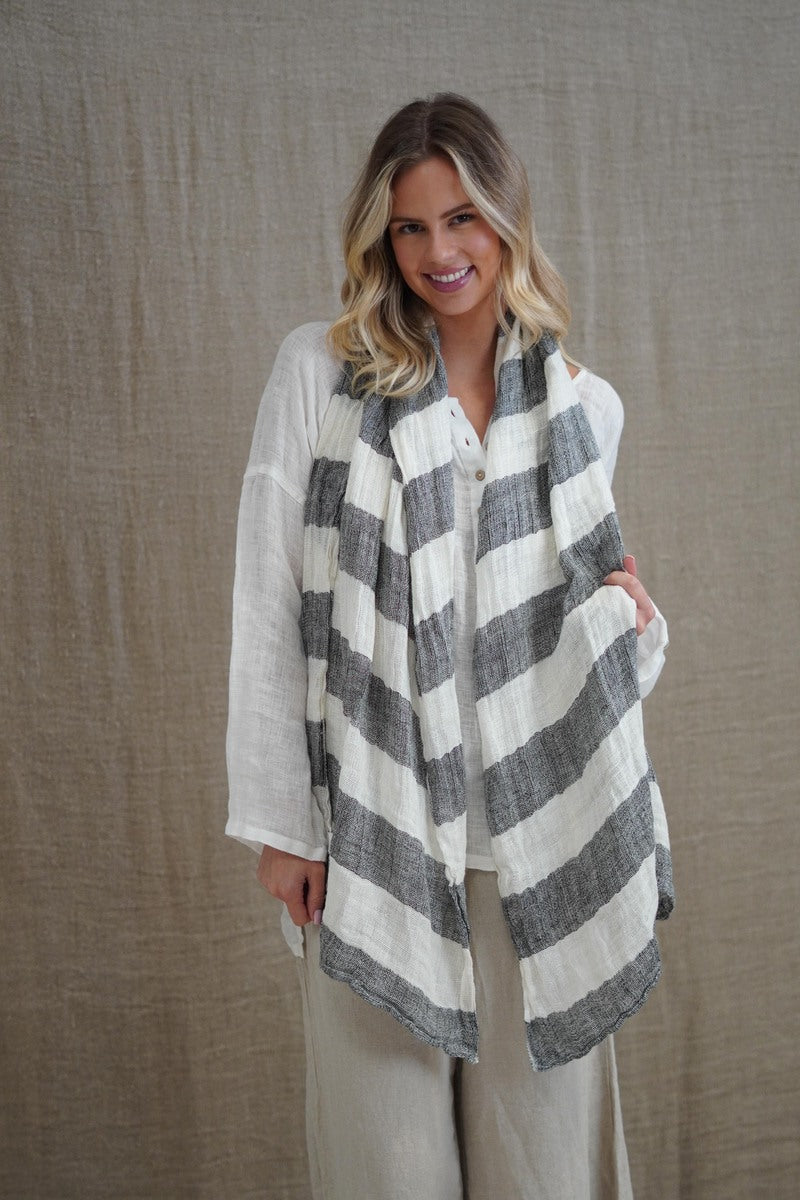 Kelly Scarf Black & White Stripe