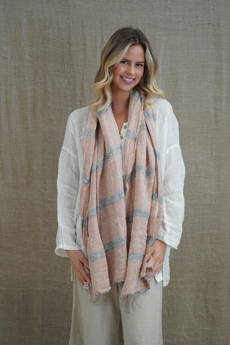 Kelly Scarf Pink & Grey Stripe