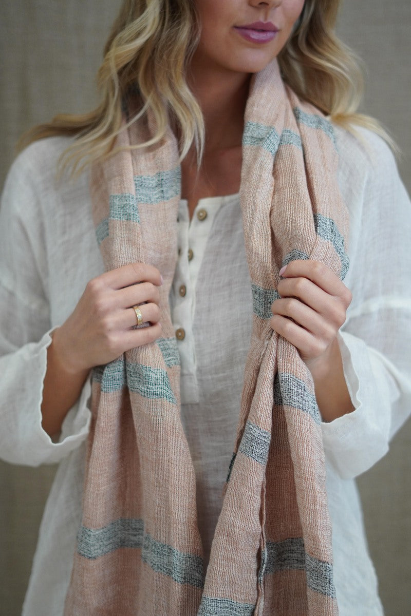 Kelly Scarf Pink & Grey Stripe
