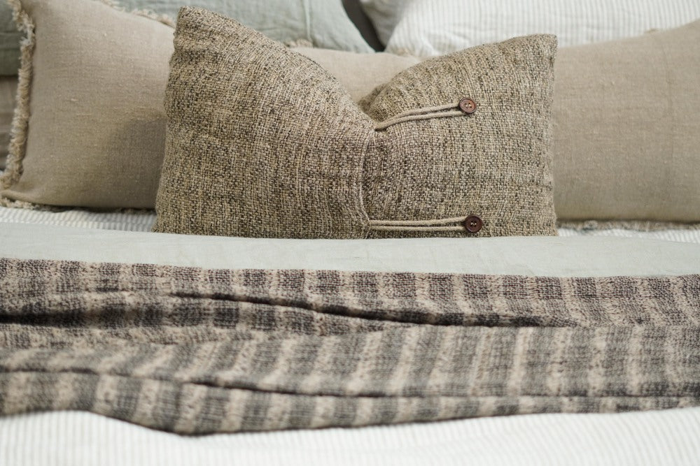 Audrey Linen Bed Throw Black & Natural