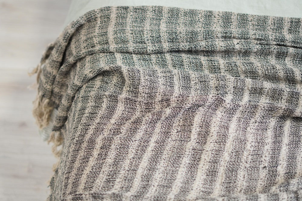 Audrey Linen Bed Throw Black & Natural