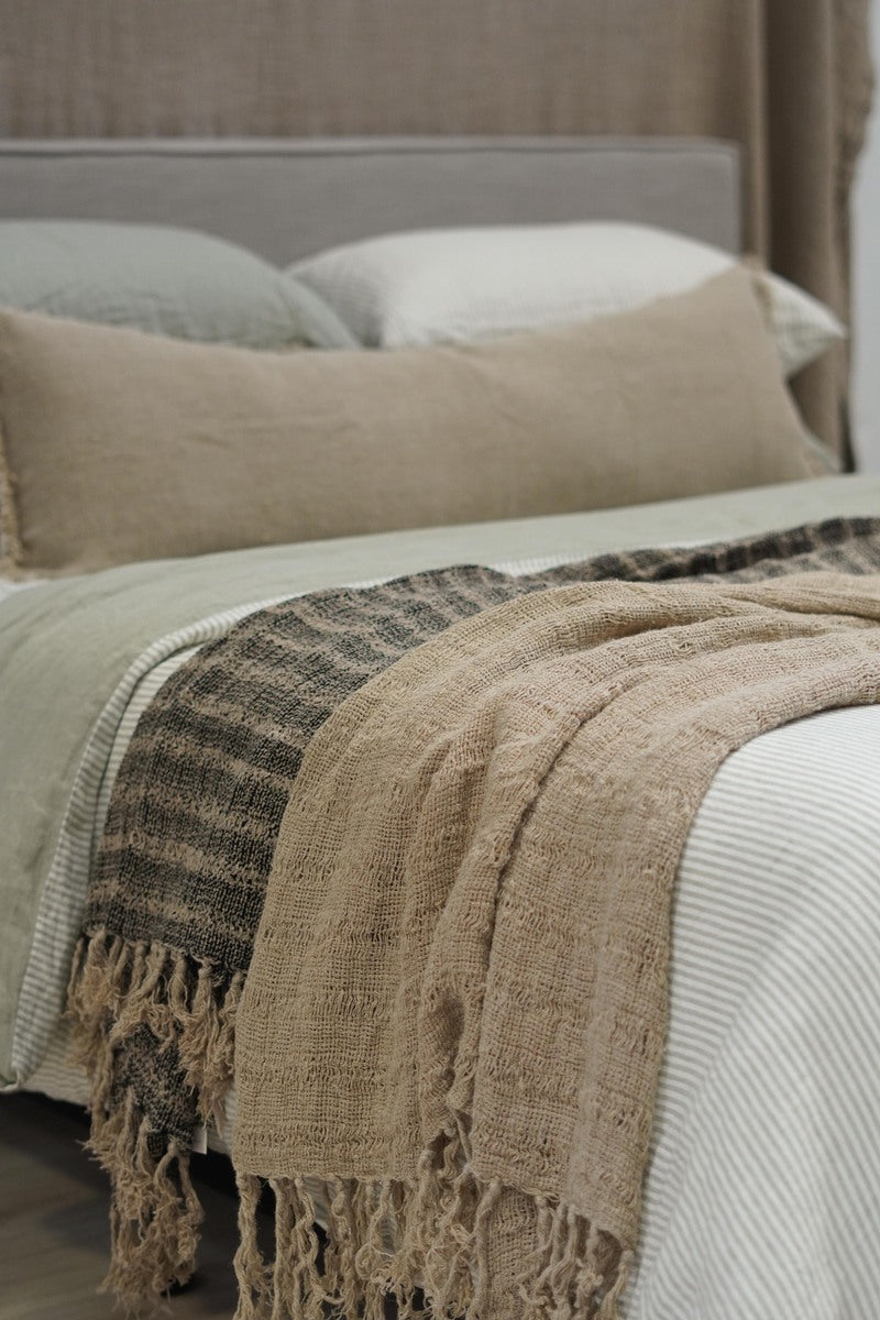 Audrey Linen Bed Throw Spaced Natural
