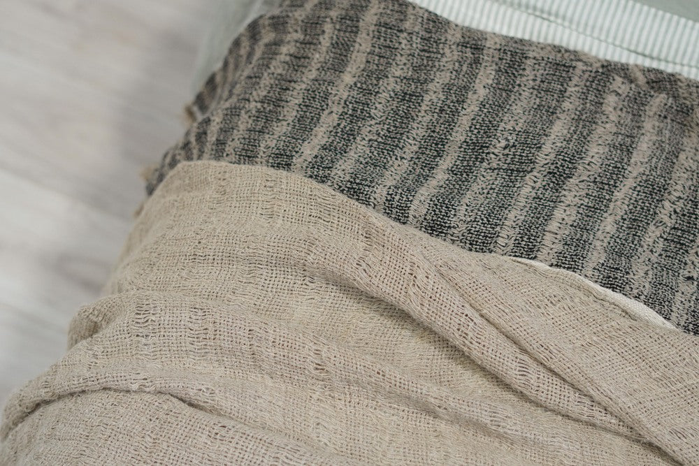 Audrey Linen Bed Throw Spaced Natural