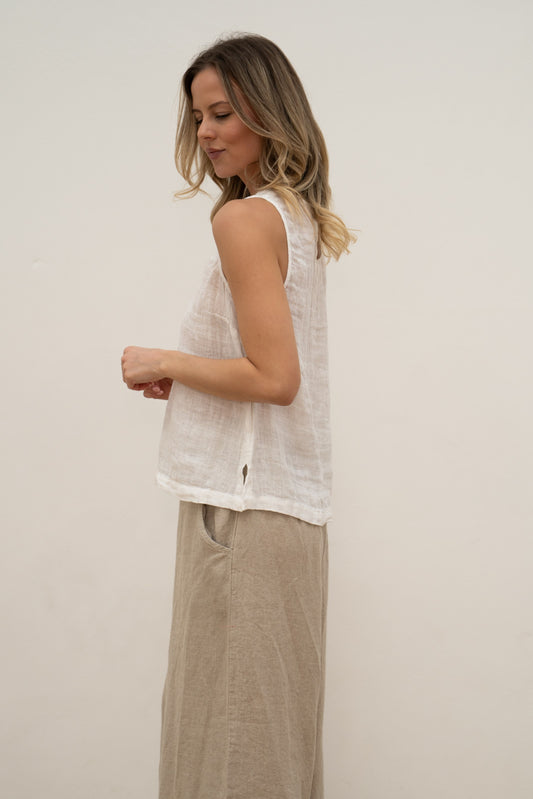 Mirabella Sleeveless Top White Combo