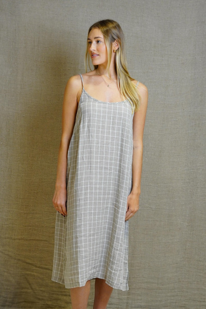 Ashley Long Linen Slip Dress Venti Taupe