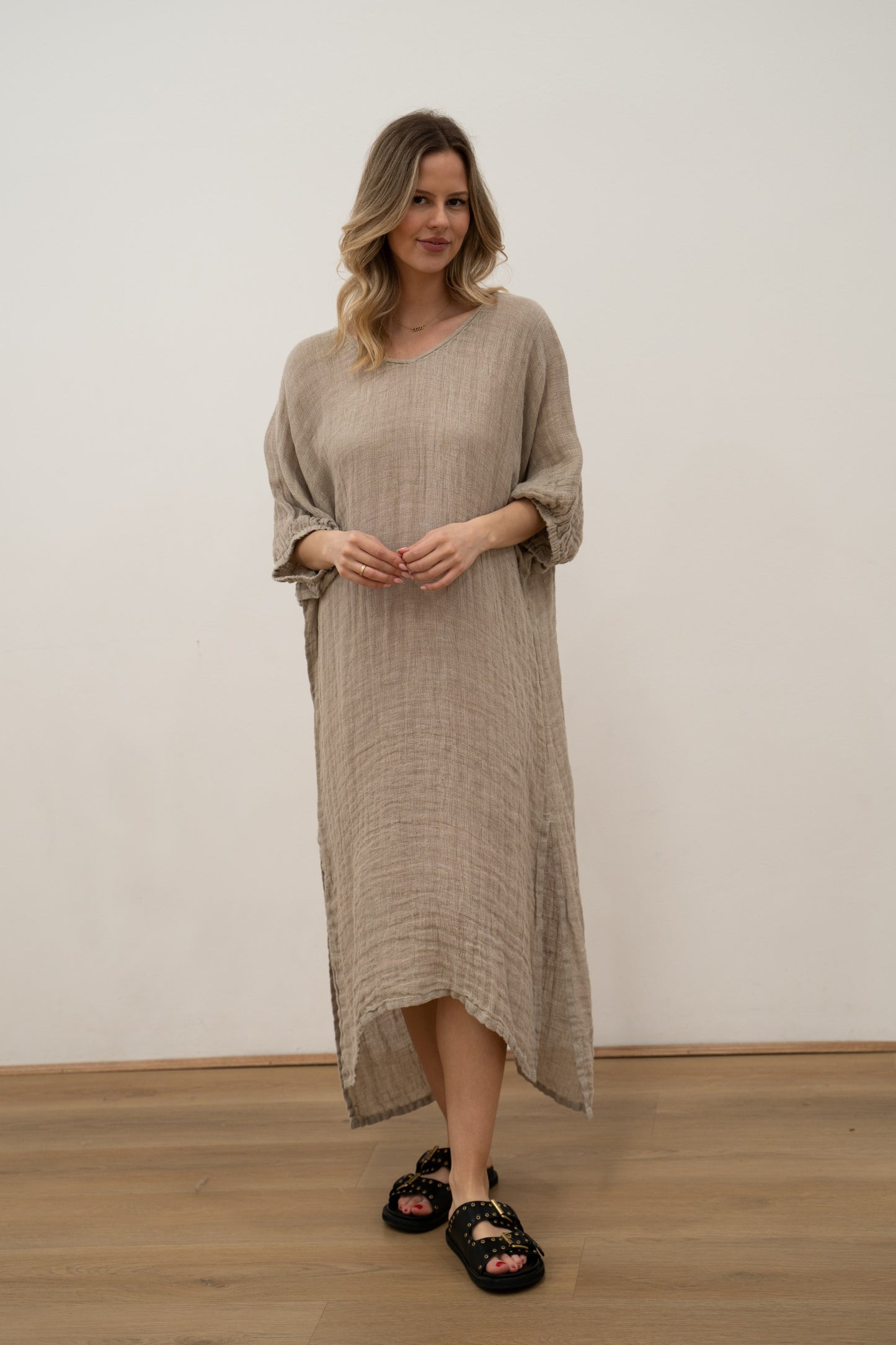 Rosa Elasticised Sleeves Kaftan Natural
