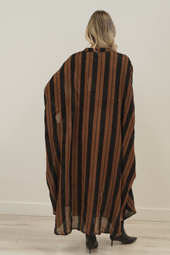 Donna Dress Black & Rust Stripe