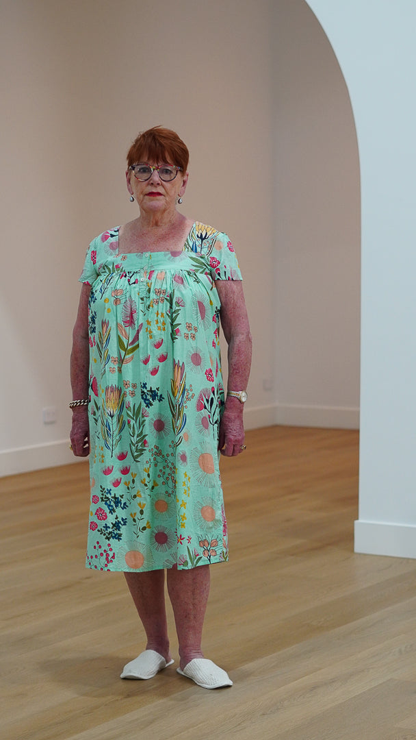 Protea Print Nightie Turquoise