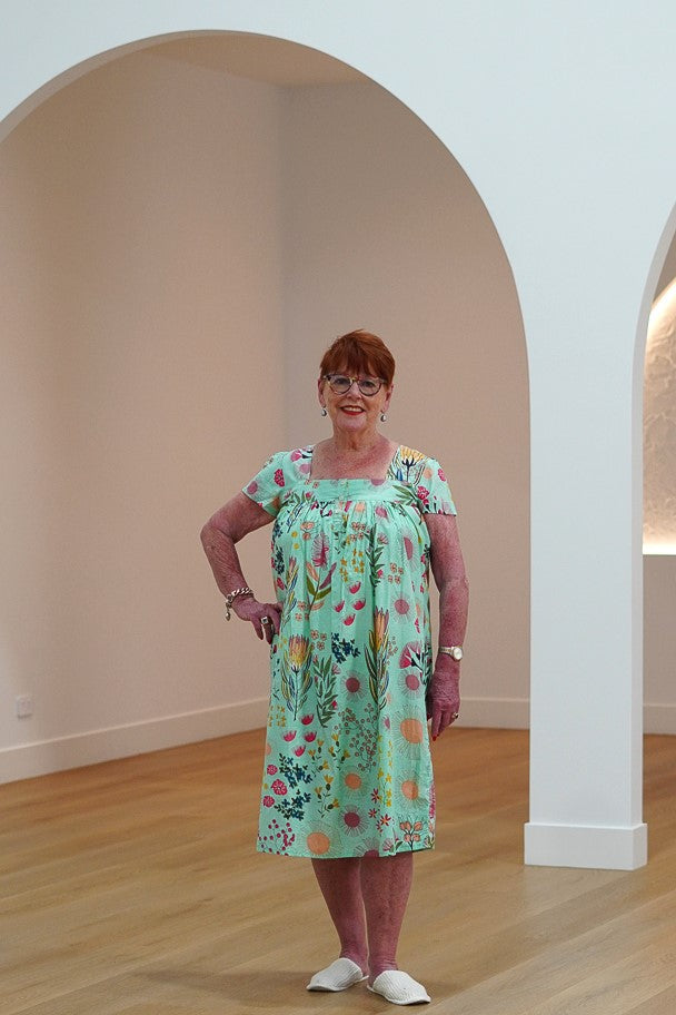 Protea Print Nightie Turquoise
