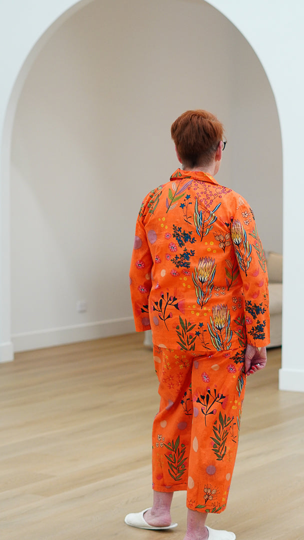 Protea Print 3/4 Pj Set Orange