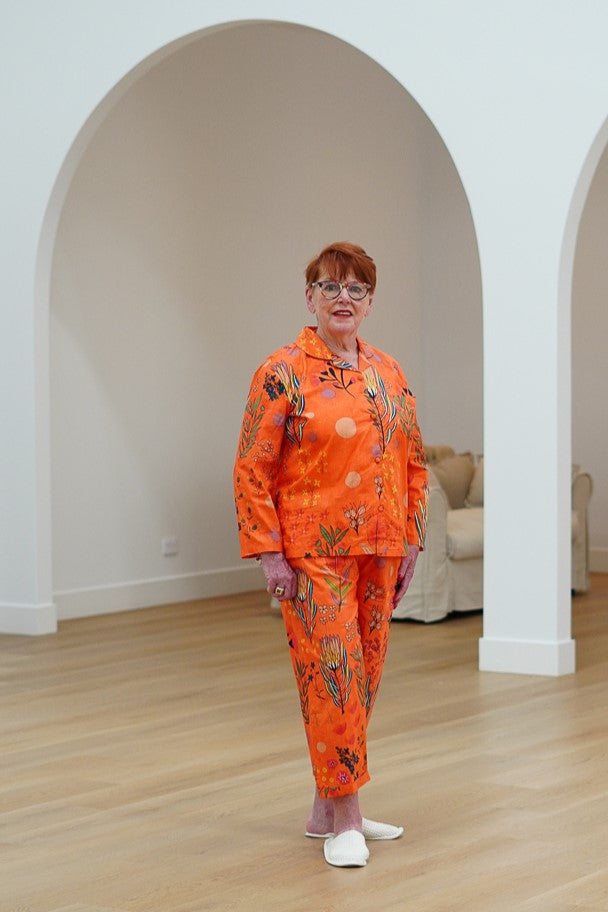 Protea Print 3/4 Pj Set Orange