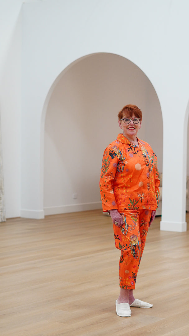 Protea Print 3/4 Pj Set Orange