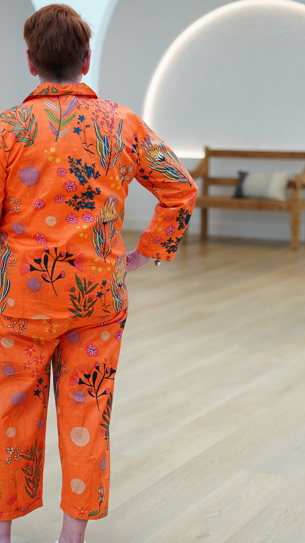 Protea Print 3/4 Pj Set Orange