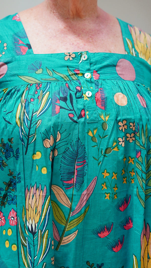 Protea Print Nightie Teal