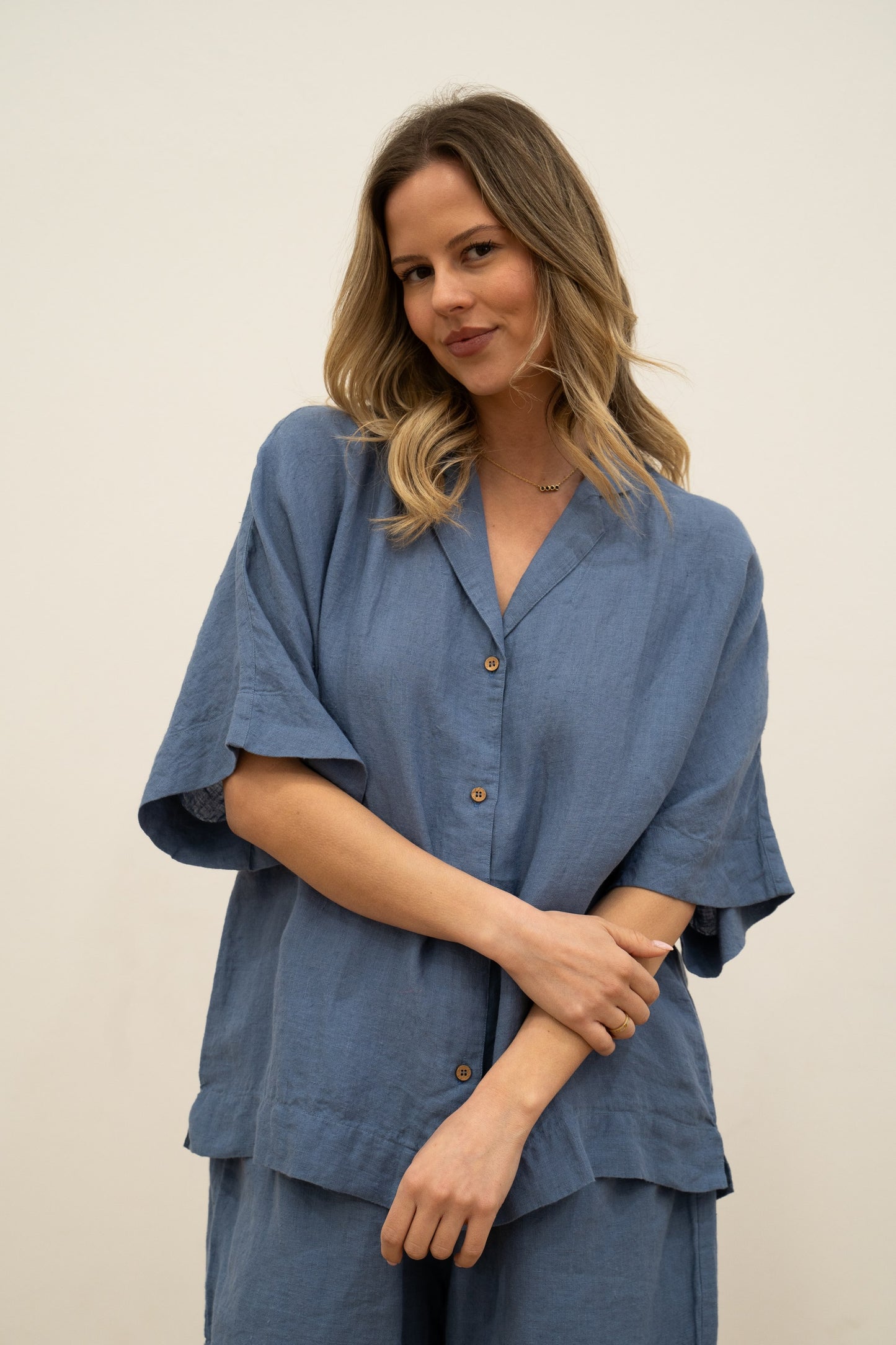 Noemi Half Sleeve Top Powder Blue