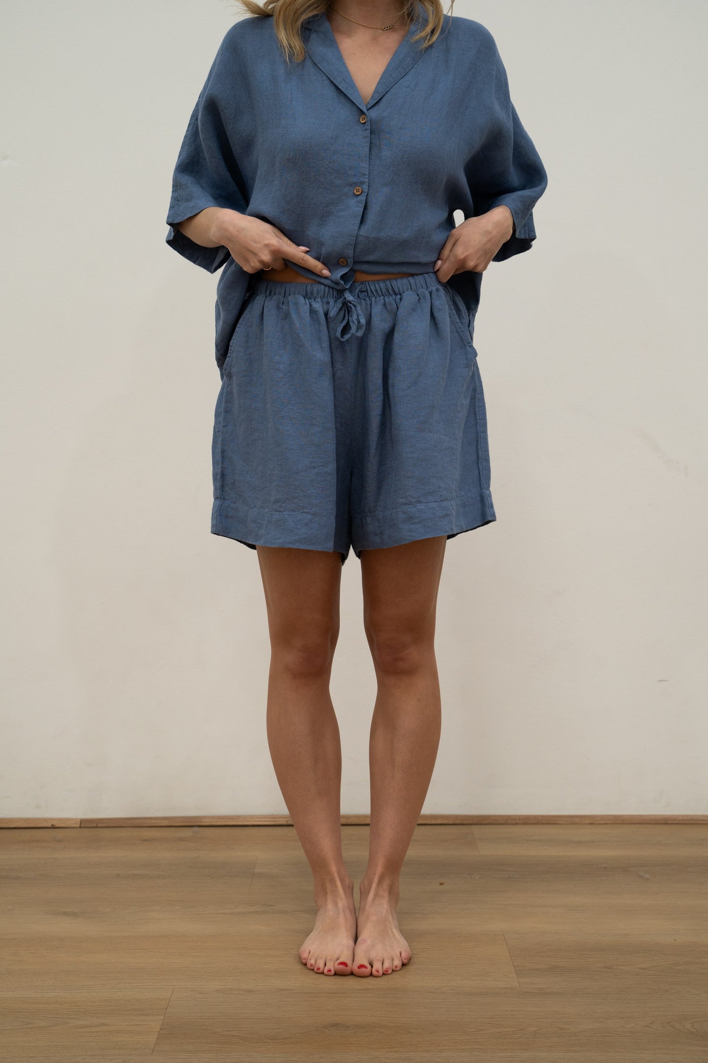 Eve Linen Short Powder Blue