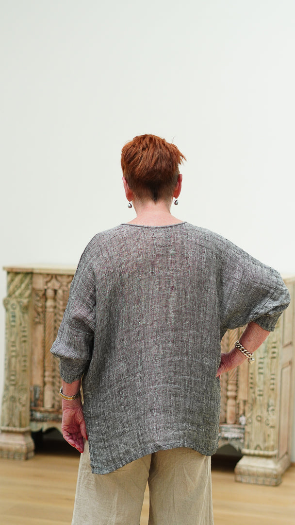 Valentina Top Black & White Woven