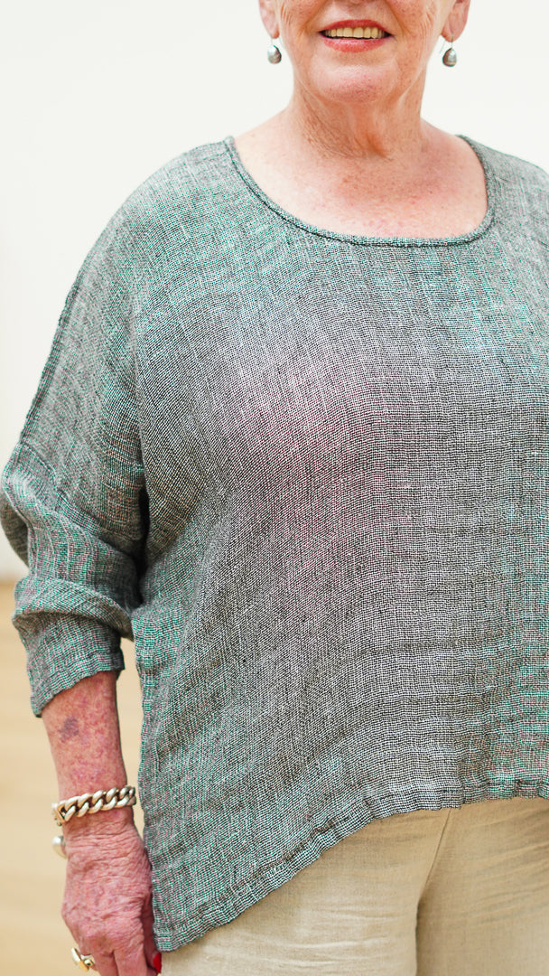 Valentina Top Black & White Woven