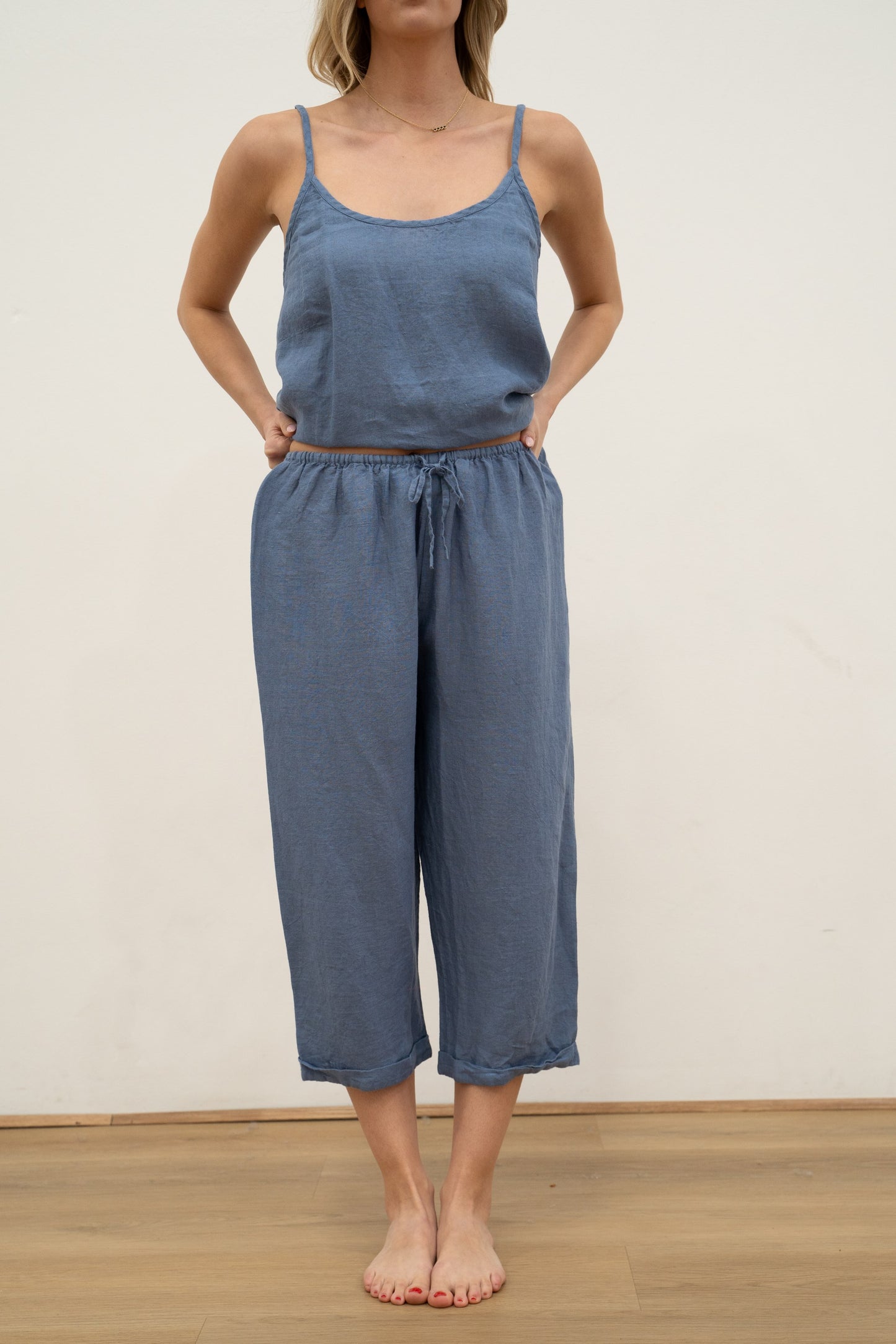 Tilly Linen 3/4 Pants Powder Blue