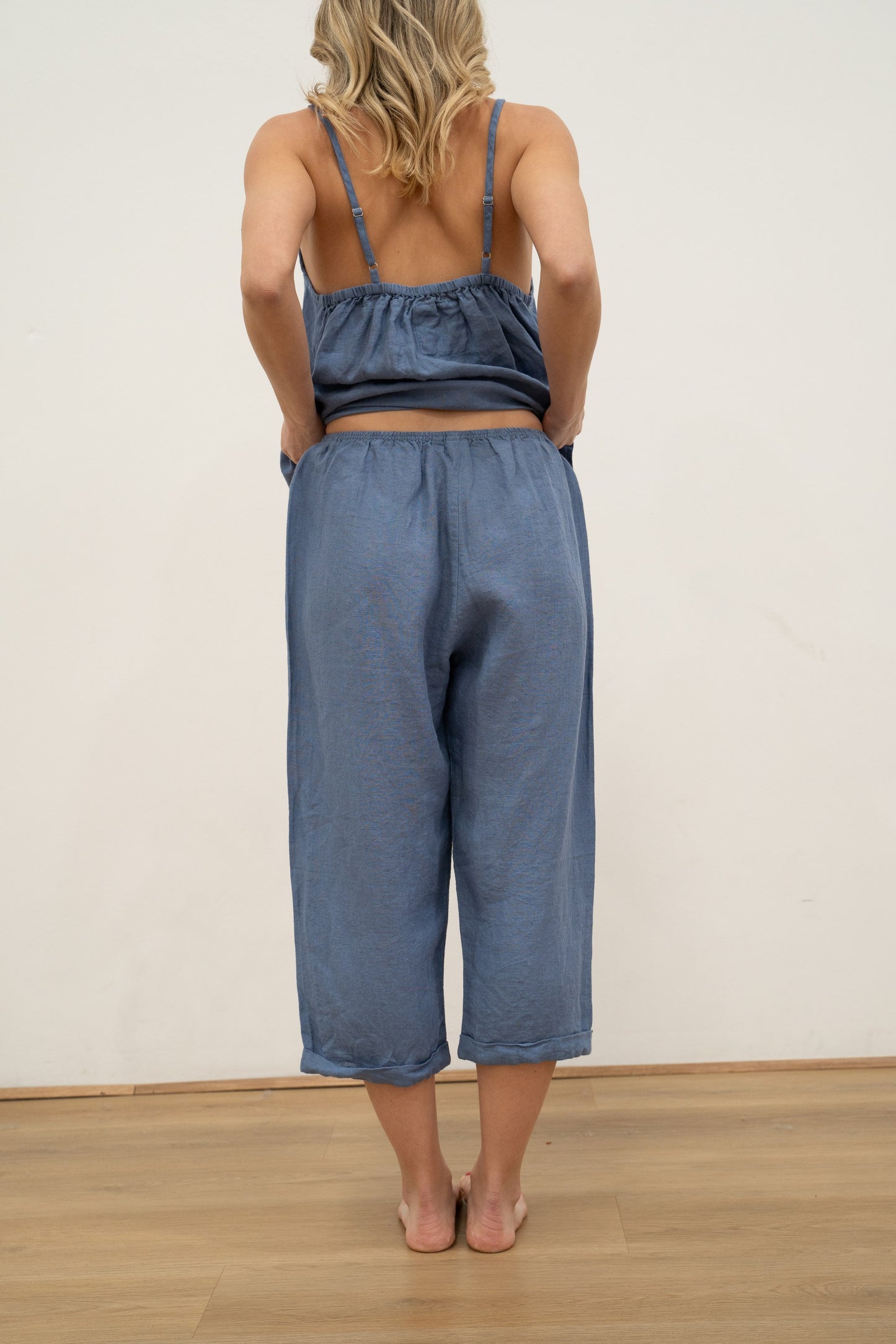 Tilly Linen 3/4 Pants Powder Blue