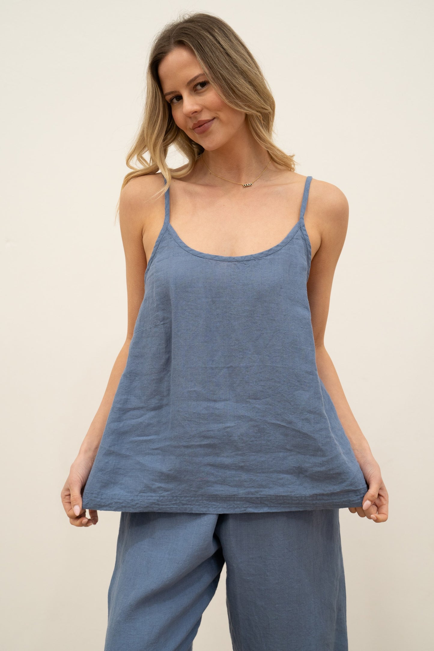 Cameron Linen Cami Powder Blue