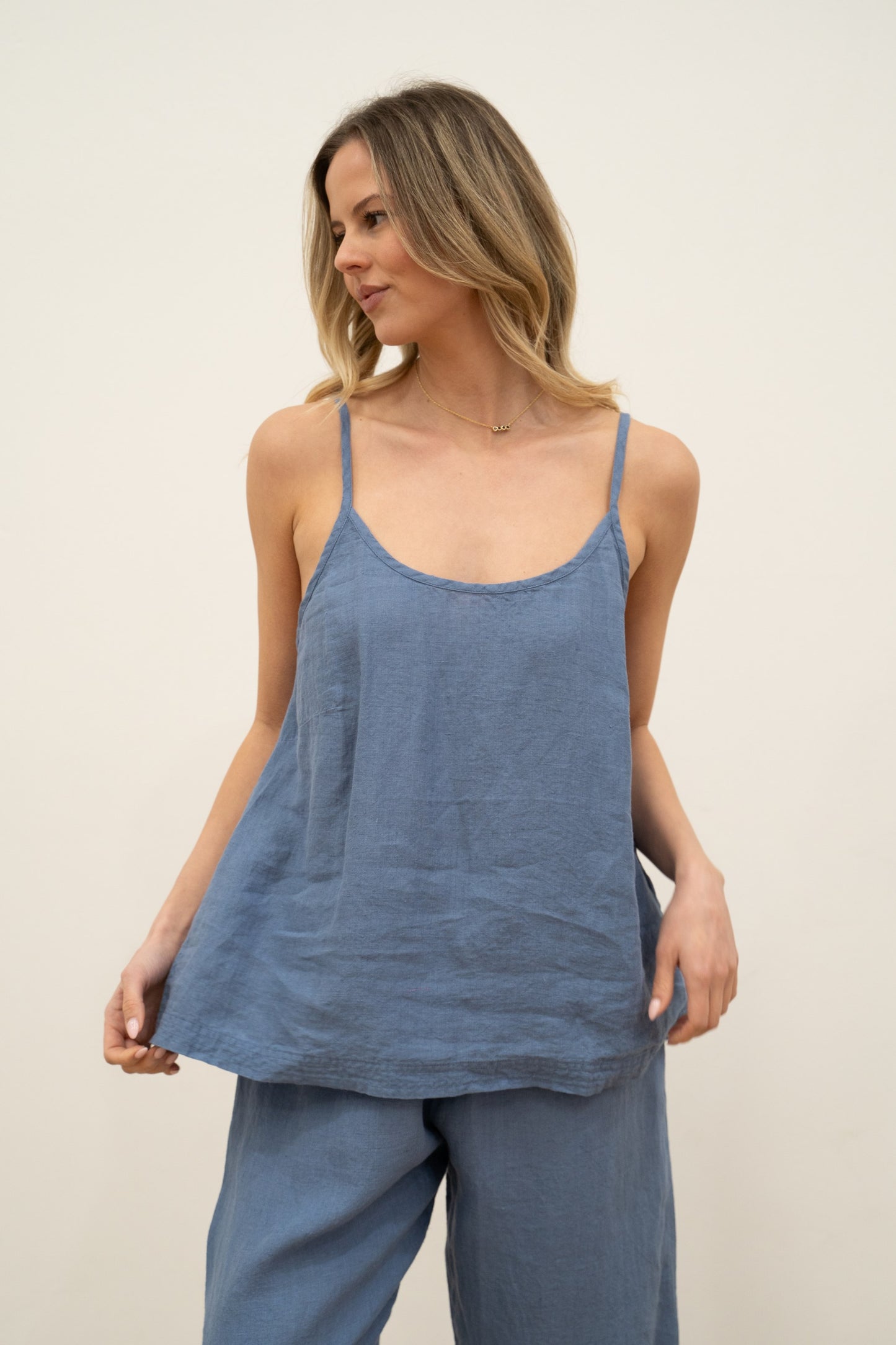 Cameron Linen Cami Powder Blue