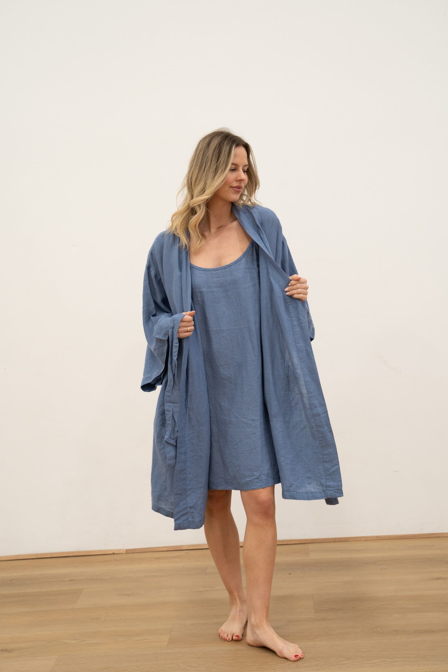 Verona Linen Robe Powder Blue