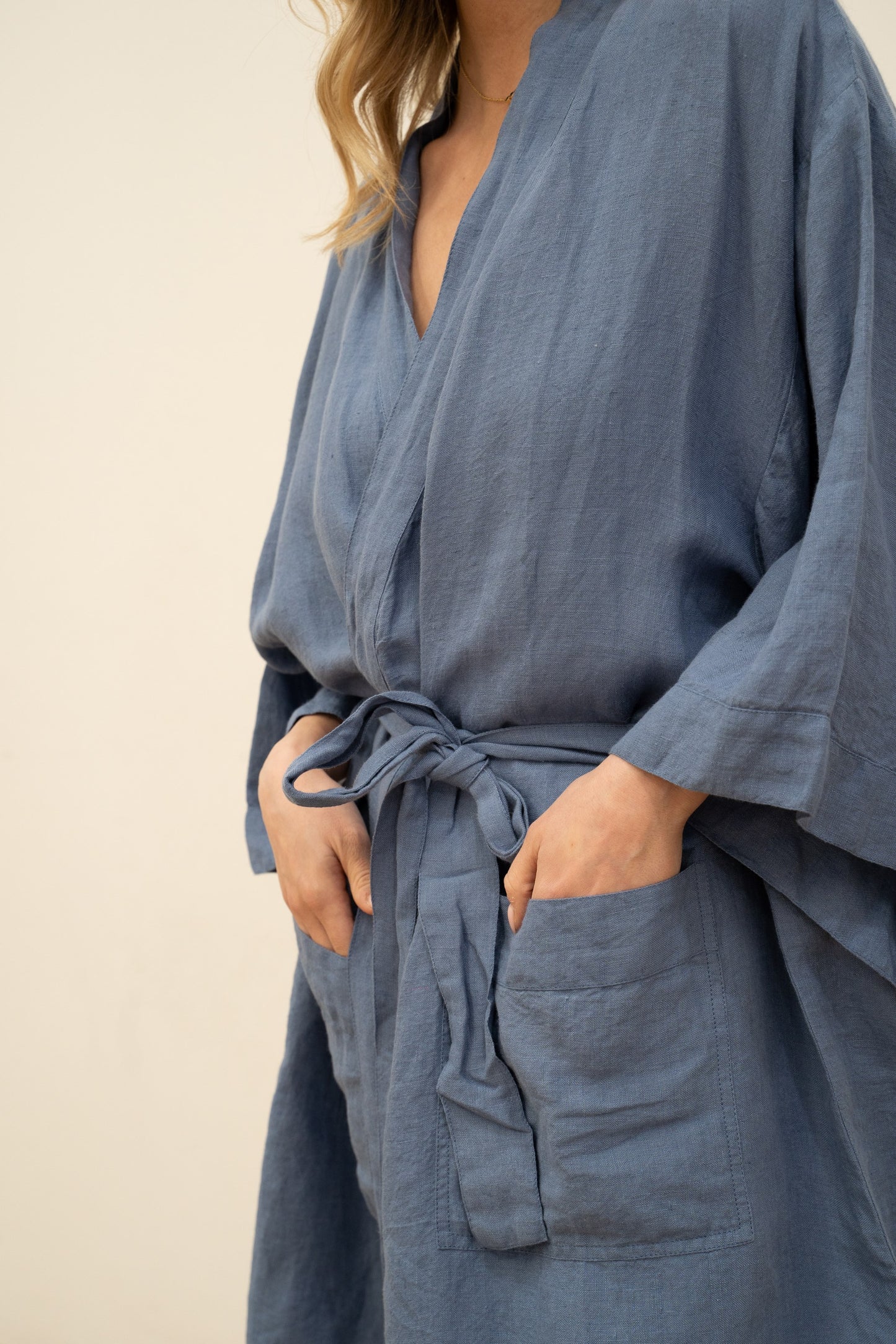 Verona Linen Robe Powder Blue