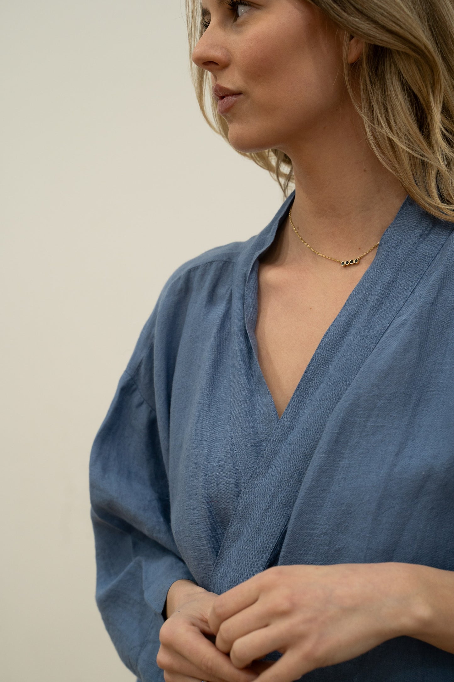 Verona Linen Robe Powder Blue