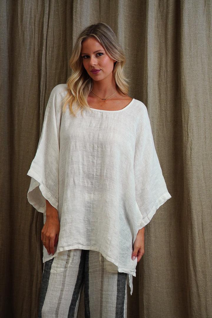 Carlotta Wide Sleeves Top White Combo