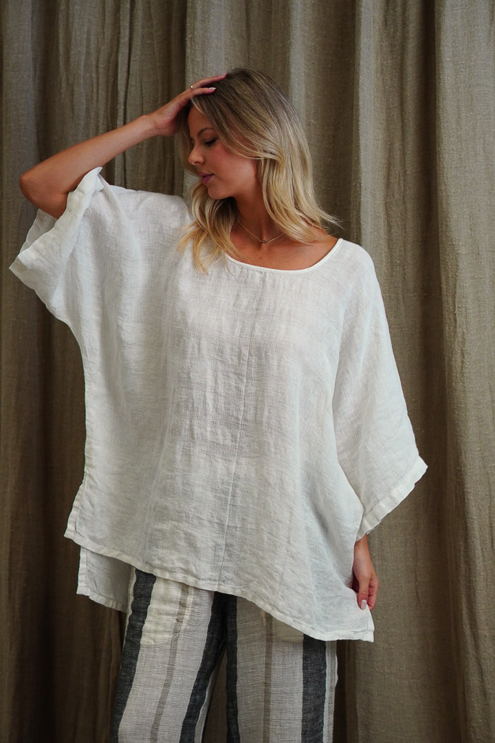 Carlotta Wide Sleeves Top White Combo