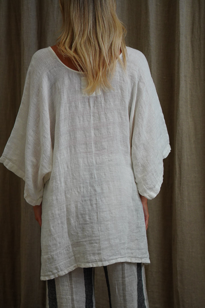 Carlotta Wide Sleeves Top White Combo