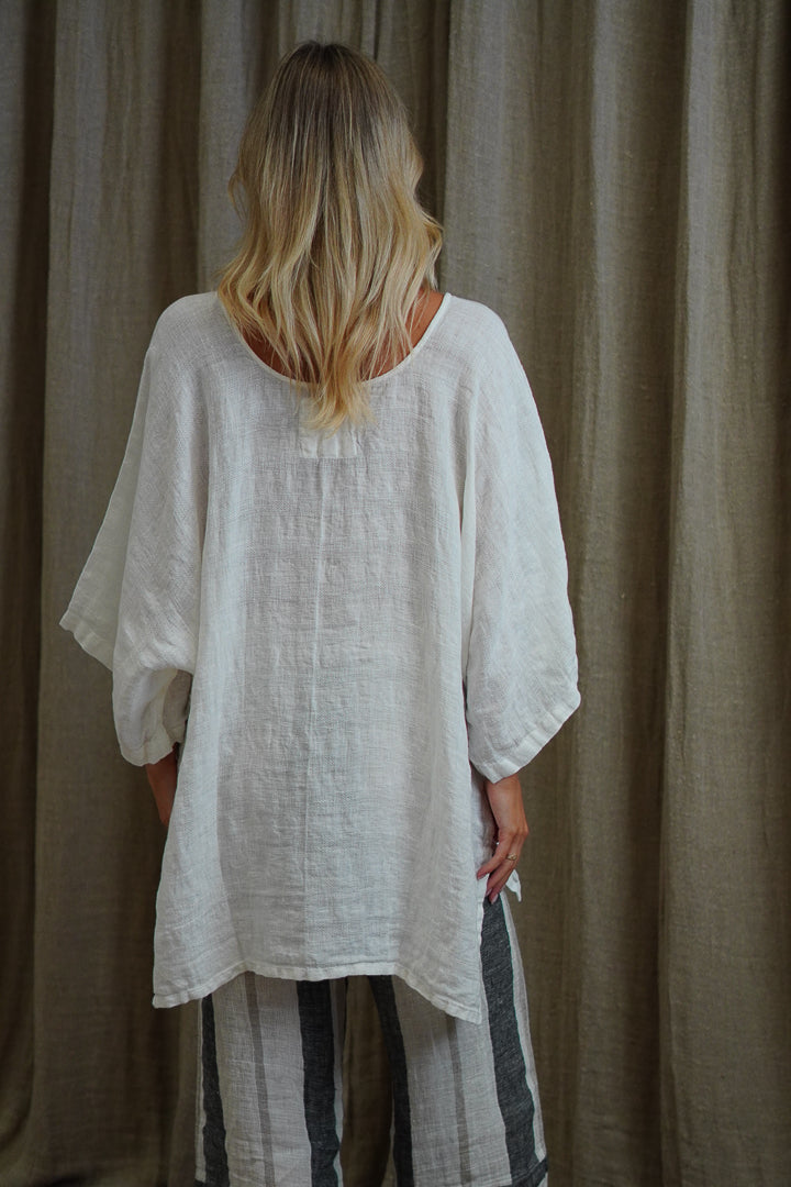 Carlotta Wide Sleeves Top White Combo