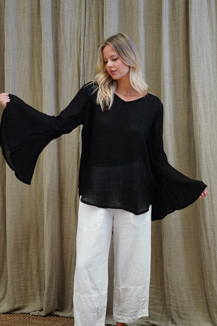 Adele Bell Sleeves Top Black