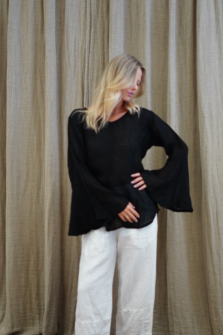 Adele Bell Sleeves Top Black