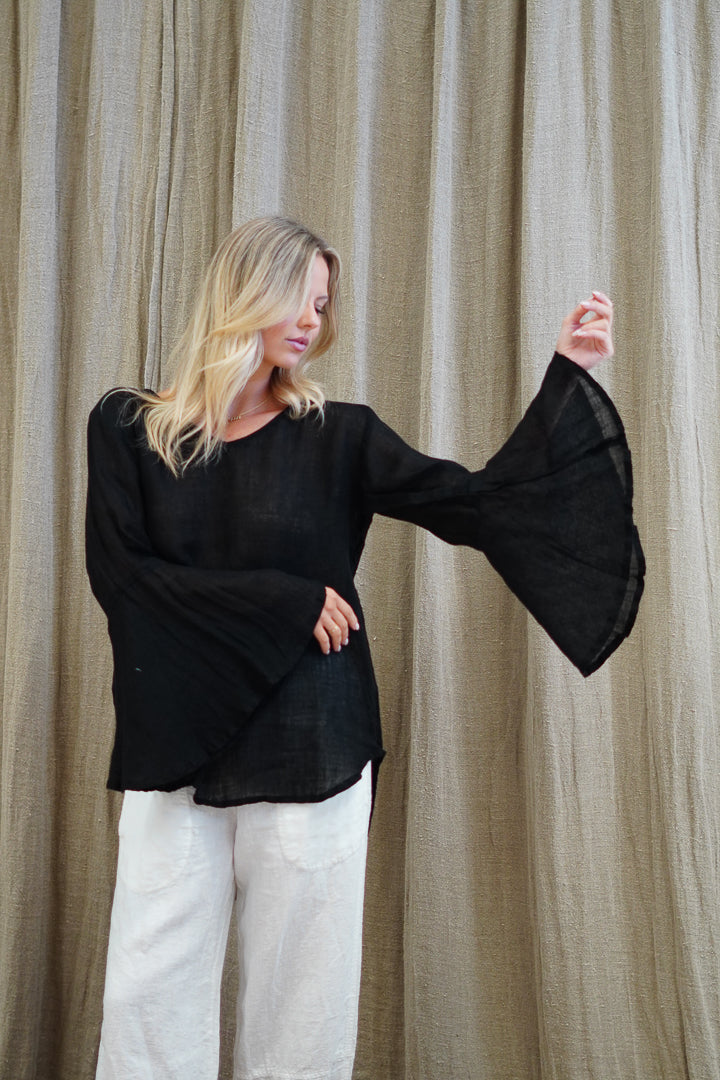 Adele Bell Sleeves Top Black